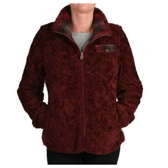 Pendleton | Jackets & Coats | Women's Red Fuzzy Sherpa Full Zip Jacket Size Smal - Picture 1 of 8